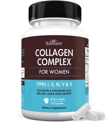 Multi Collagen Pills for Women (Types I II III V X) with Vitamin C Hyaluronic Acid Biotin BioSchwartzAu supplements