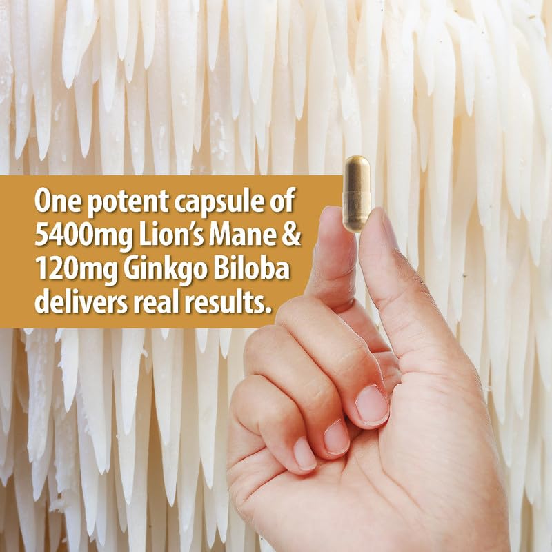 NooMost Organic Lions Mane Supplement Capsules 5400mg, Ginkgo Biloba 120mg NooMostUS supplements
