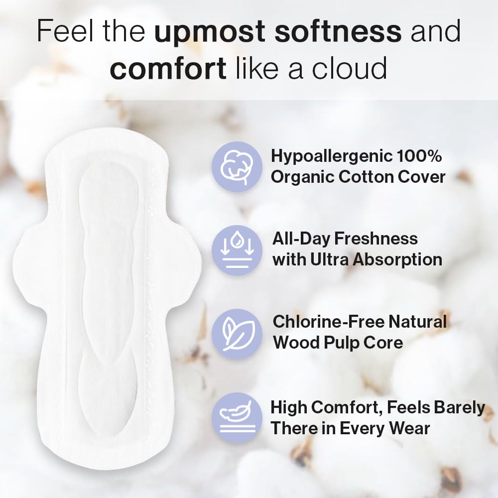 SANDIS Feminine Pad for Women - Regular 28 Count 100% Organic Cotton Ultra Thin with Wings SANDISAu supplements