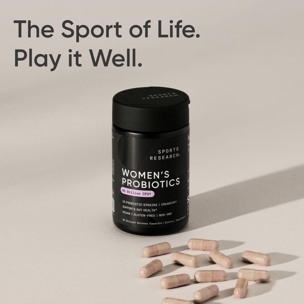 Sports Research Women's Probiotics with Prebiotics, 65 Billion CFU - Vegan Capsules for Gut Health & Digestive Support, Probiotics for Women with Cranberry - Non-GMO Verified & Gluten Free - 30 Count Sports ResearchAu supplements