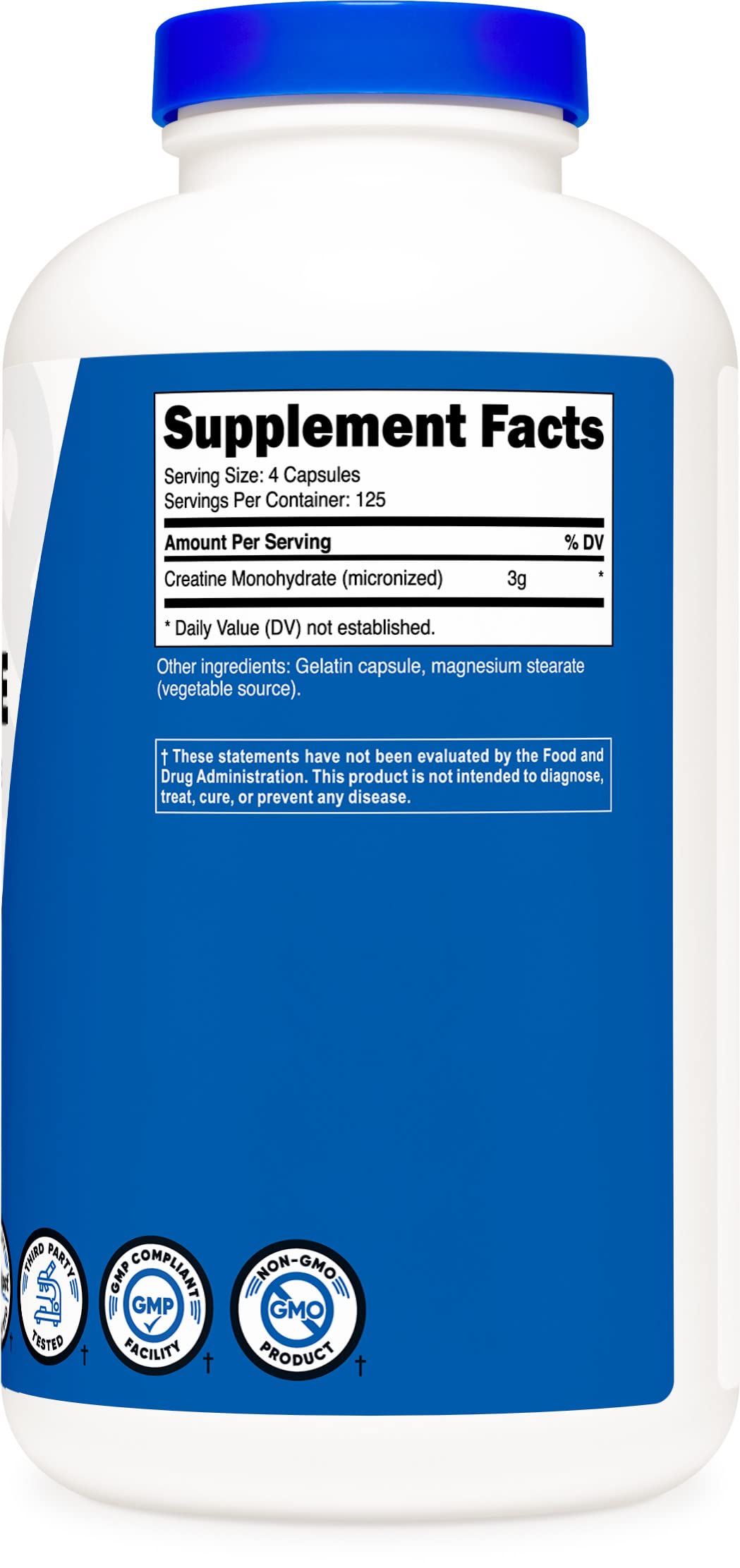 Nutricost Creatine Monohydrate 3000mg (750mg Per Cap), 500 Capsules (3 Bottles) NutricostUS supplements