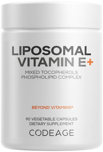 Codeage Liposomal Vitamin E Supplement - All Vitamin E Tocopherols - 3-Month Supply - Alpha Tocopherols, Beta, Gamma, and Delta - Liposomal Mixed Tocopherols - Non-GMO Phospholipid - 90 Capsules CodeageAu supplements