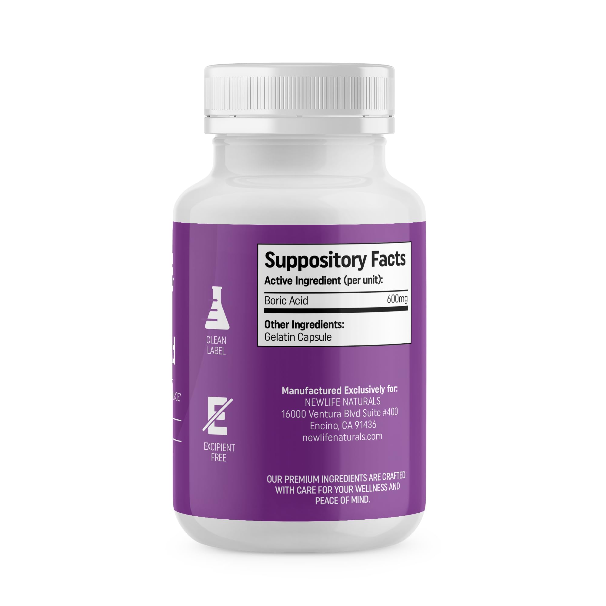 NewLife Naturals - Medical Grade Boric Acid Vaginal Suppositories - 600mg - 100% Pure Womens pH Balance Pills - Yeast Infection, BV - 90 Capsules: Made in USA NewLife NaturalsUS supplements