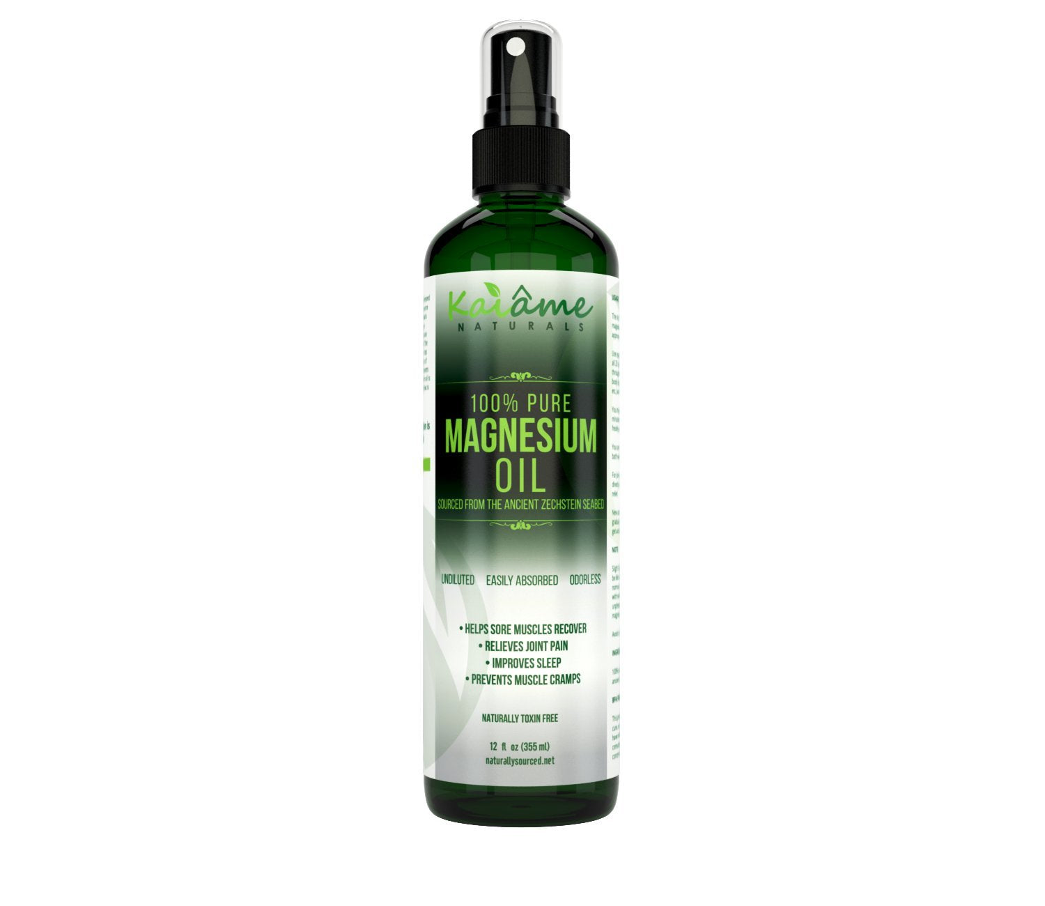 Kaiame Naturals Magnesium Oil Spray, Large 12 oz, Undiluted, Pure and Organic, Sourced from Ancient Zechstein Seabed Kaiame NaturalsAu supplements