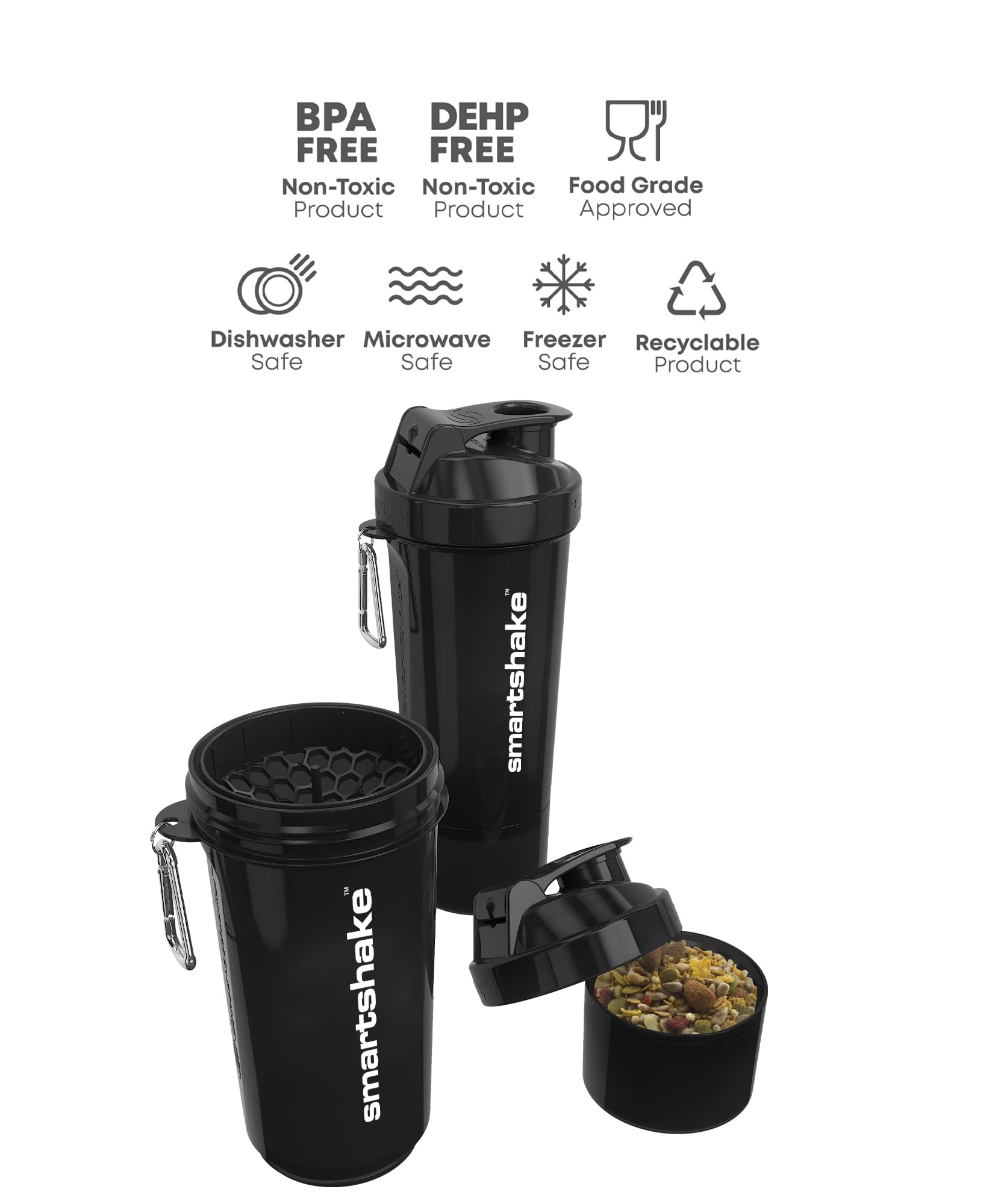 Smartshake Slim 4-Pack Protein Shaker Bottle 400 ml | 13.5 oz – Storage Included - Leakproof Screw SmartshakeAu supplements