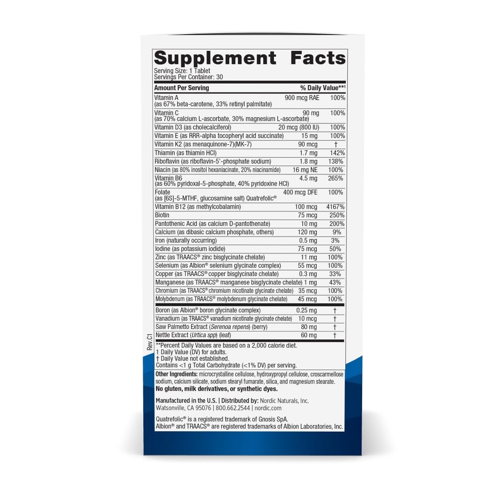 Nordic Naturals Men’s Multivitamin One Daily - Bone, Energy, & Blood-Vessel Support - Immunity Supplement - 20 Essential Nutrients - 30 Tablets - 30 Servings Nordic NaturalsAu supplements