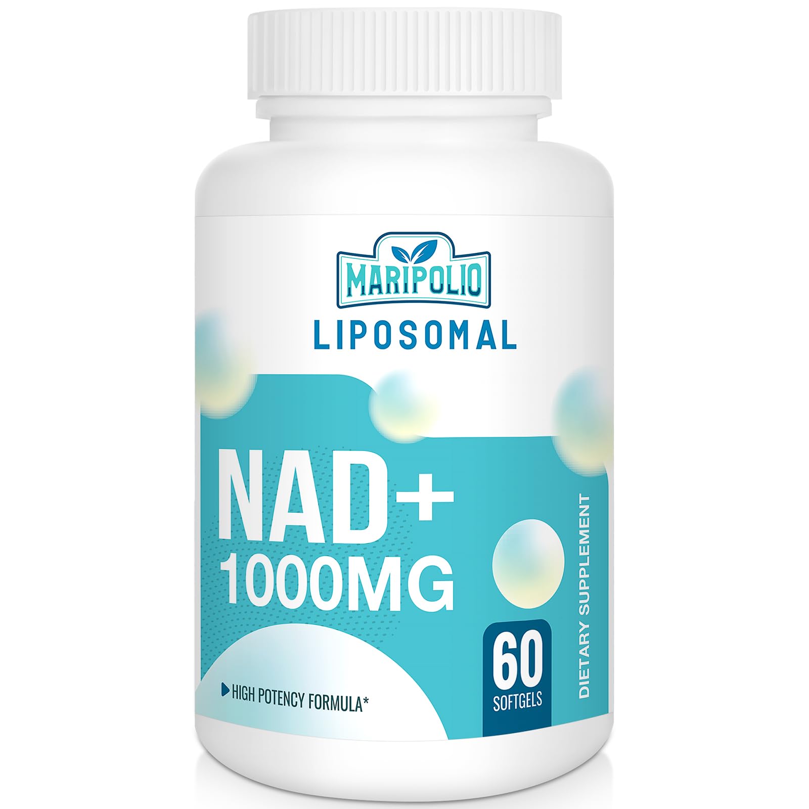 Maripolio Liposomal NAD+ 1000 mg Supplement | High Bioavailability Liposomal Delivery | Cellular Energy & Wellness Support | Pure NAD+ Dietary Supplement for Men,Women, 60 Softgels MaripolioAu supplements