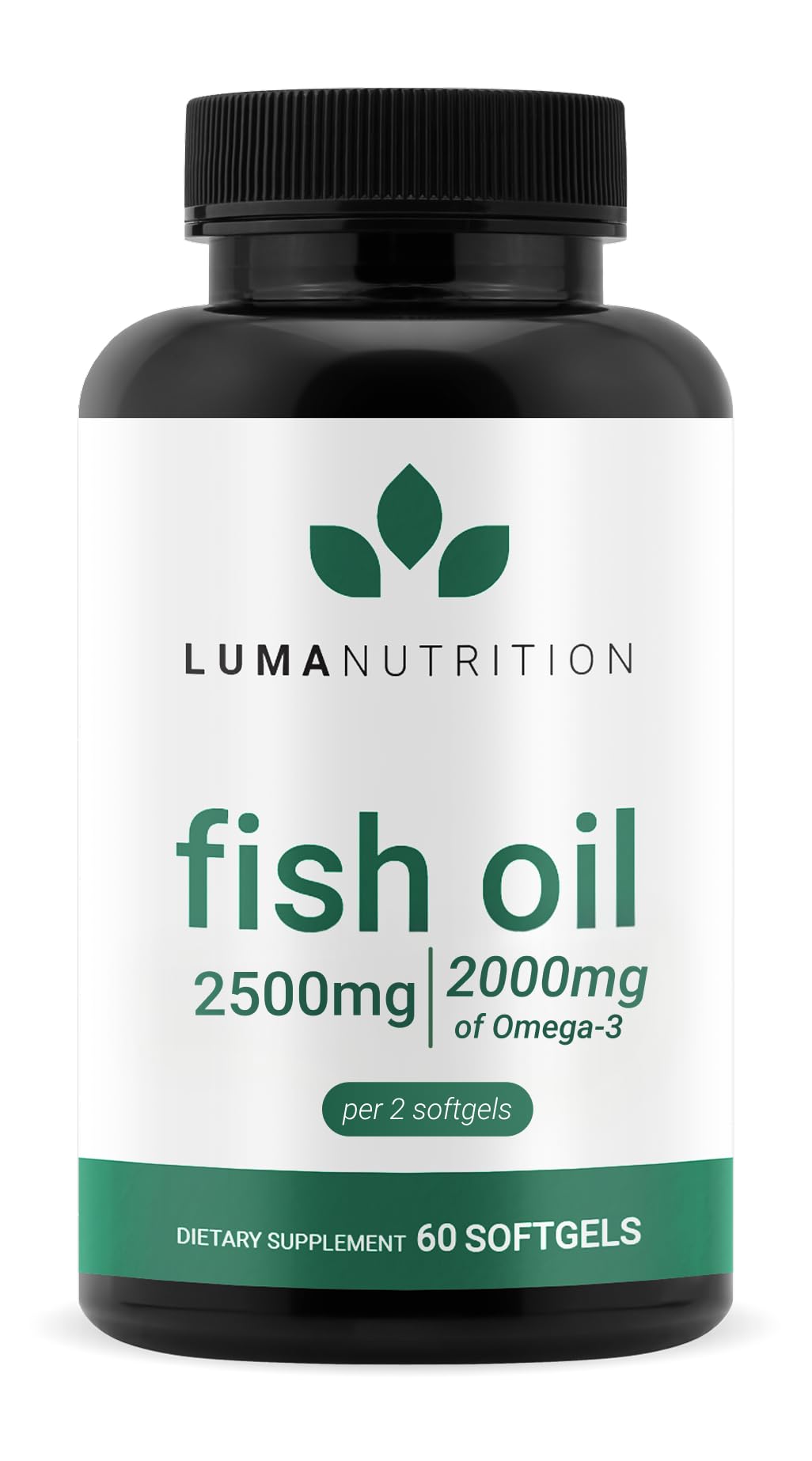 Luma Nutrition Omega 3 Fish Oil Supplement - Extra Strength 2500mg Per Serving - 2000mg EPA & DHA Per Serving - Brain and Heart Health - 60 Softgels, 30 Servings Luma NutritionAu supplements