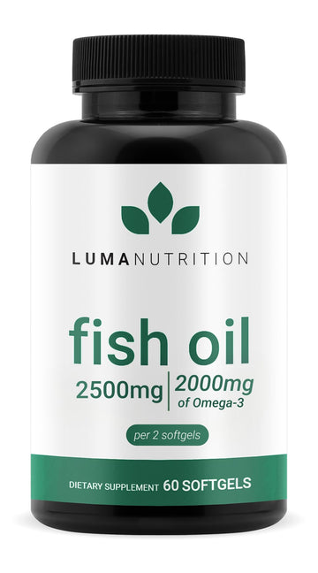 Luma Nutrition Omega 3 Fish Oil Supplement - Extra Strength 2500mg Per Serving - 2000mg EPA & DHA Per Serving - Brain and Heart Health - 60 Softgels, 30 Servings Luma NutritionAu supplements