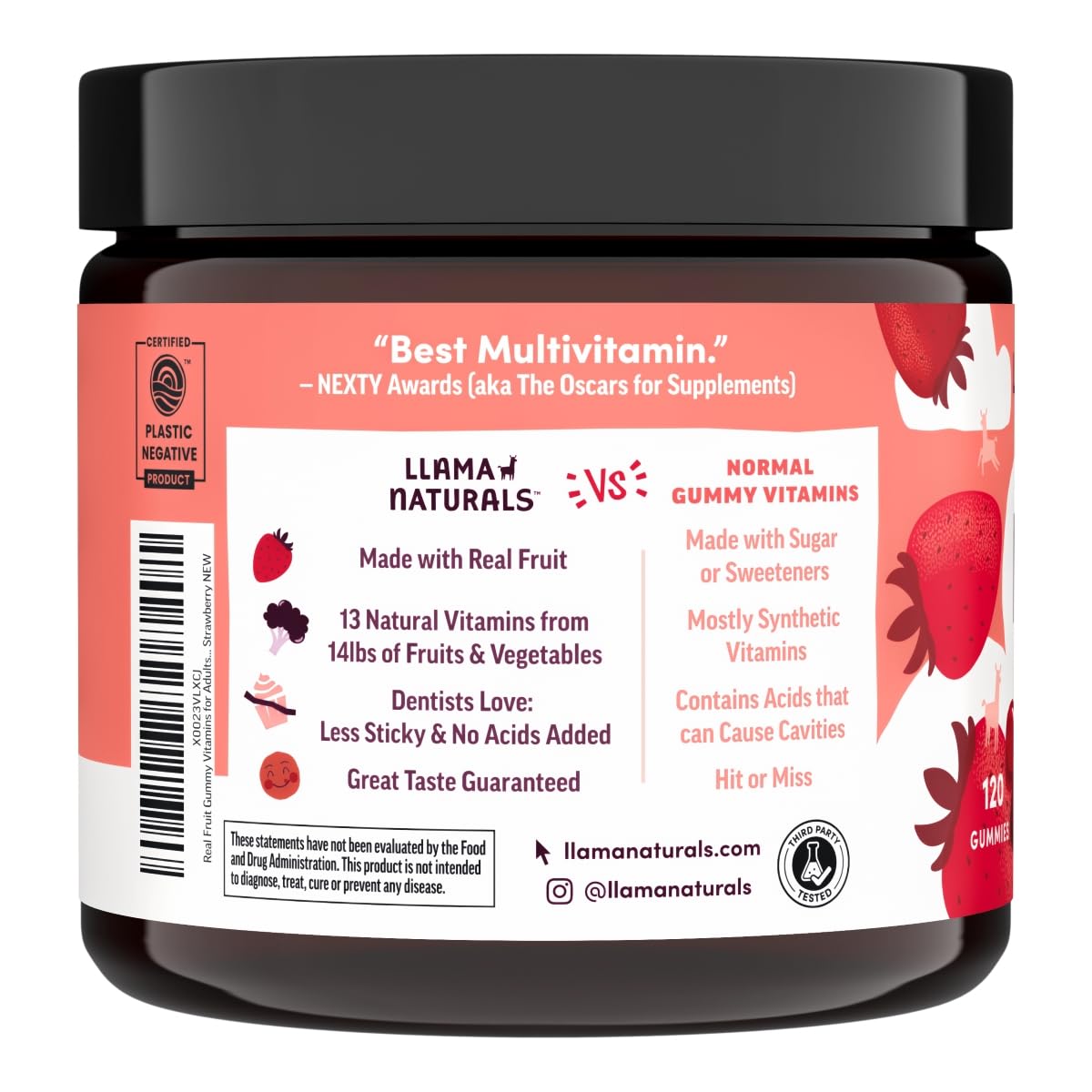 Llama Naturals Multivitamin for Women & Men, Vegan, Organic Gummies with Vitamin D, C & K, Adults Real Fruit Gummy Vitamins Llama NaturalsUS supplements