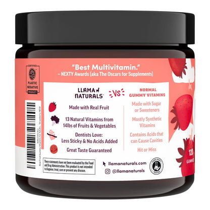 Llama Naturals Multivitamin for Women & Men, Vegan, Organic Gummies with Vitamin D, C & K, Adults Real Fruit Gummy Vitamins Llama NaturalsUS supplements