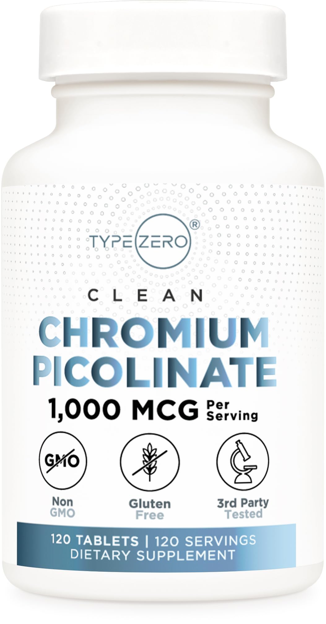 Type Zero Clean Chromium Picolinate Tablets (120 Servings, 1,000 MCG Per Serving) - Non-GMO, Gluten Free Type ZeroUS supplements