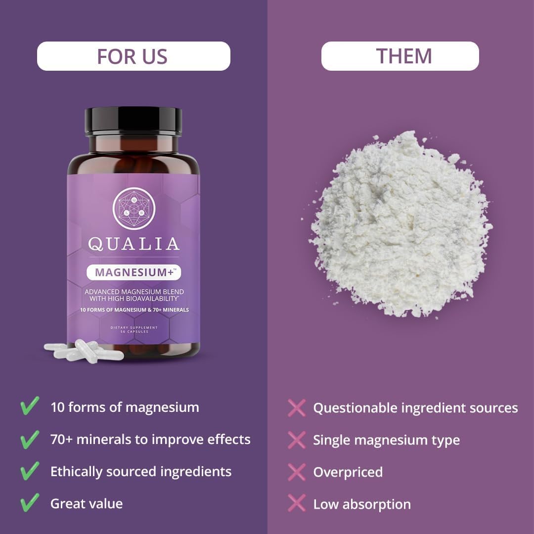 Qualia Magnesium Supplement | 10 Bioavailable Forms, Including Magnesium Glycinate, with 70+ Supporting Minerals, +7 Amino Acids | Doctor-Formulated to Support Sleep, Stress Relief, Heart, Relaxation QUALIA LIFE SCIENCESAu supplements