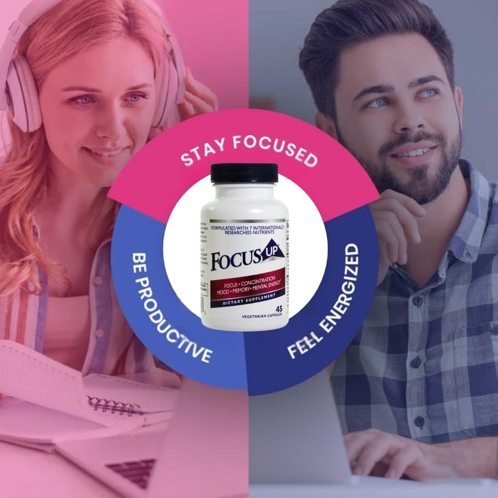 FocusUP Brain & Energy Support Supplement – Natural Nootropic Capsules with Acetyl L-Carnitine, Rhodiola, DMAE & Huperzine-A | Supports Focus, Memory, Mood & Mental Clarity | 45 Sugar-Free Capsules XoomaAu supplements