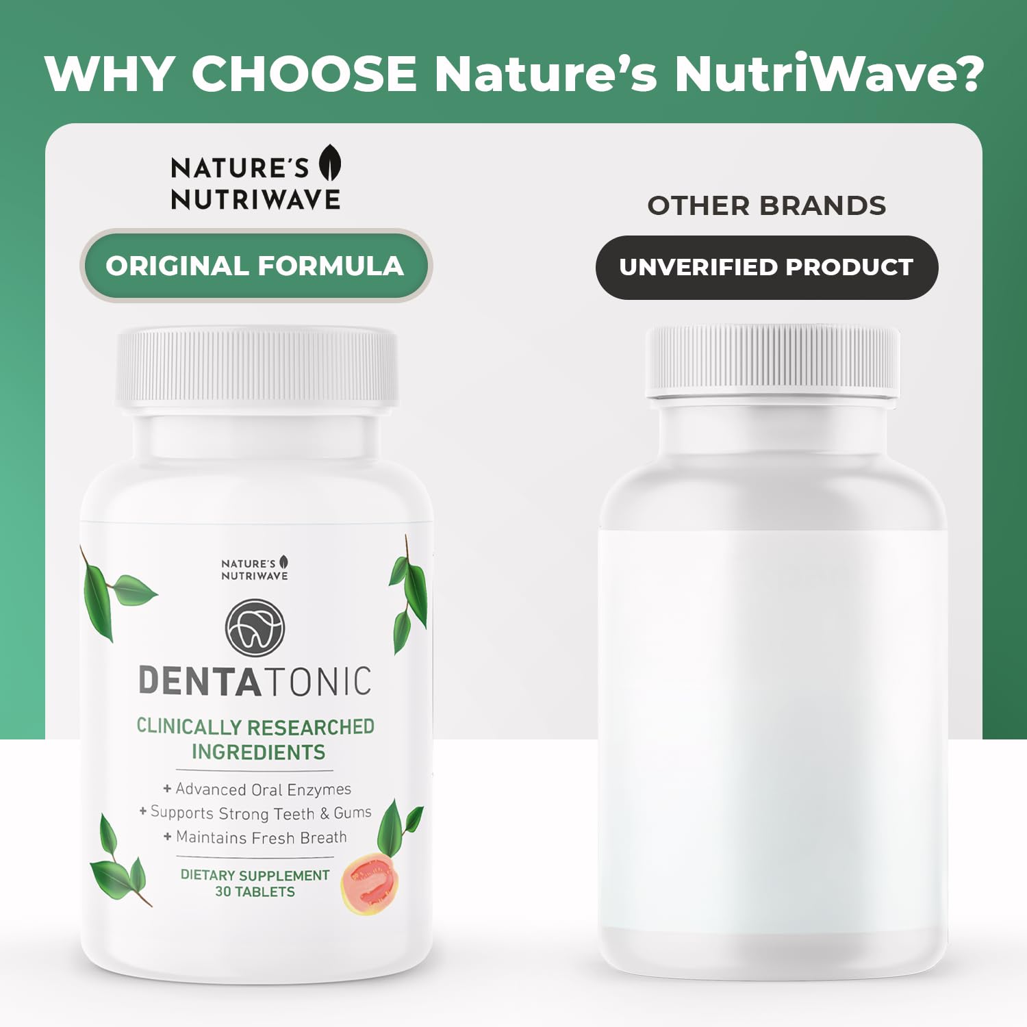Nature’s NutriWave DentaTonic – Daily Oral Supplement with Guava Fruit, Hydroxyapatite & Enzyme Blend – Made in USA Non-GMO, Stimulant-Free Formula – 30 Tablets, 1 Month Supply Nature’s NutriWaveAu supplements