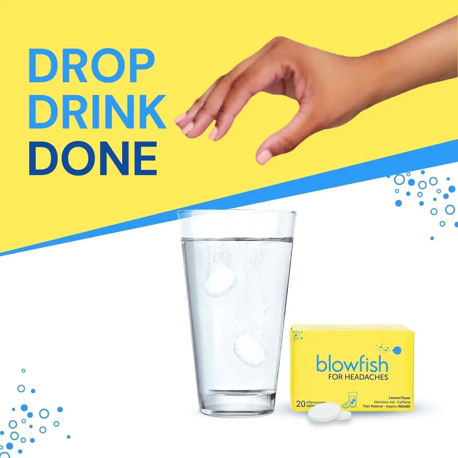 Blowfish for Headaches | Maximum Strength Effervescent Pain Relief Tablets – Treats Headaches Fast, 2X Faster Than Pills – Lemon Flavor (2 Pack) BlowfishAu supplements