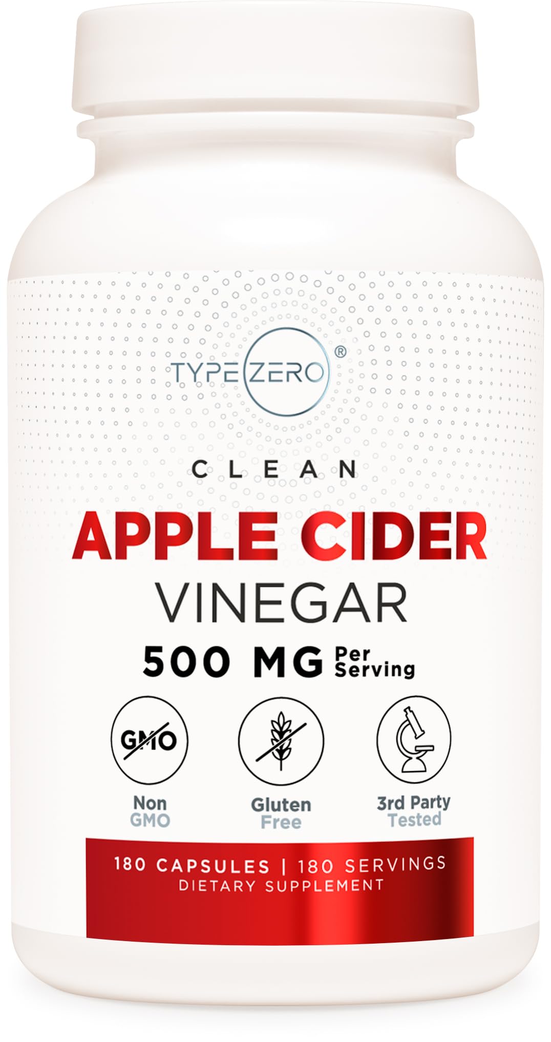 Type Zero Apple Cider Vinegar Capsules (180 Count) 500mg Per Serving - Non-GMO, Gluten-Free Supplement Type ZeroUS supplements
