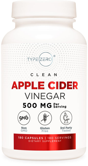 Type Zero Apple Cider Vinegar Capsules (180 Count) 500mg Per Serving - Non-GMO, Gluten-Free Supplement Type ZeroUS supplements