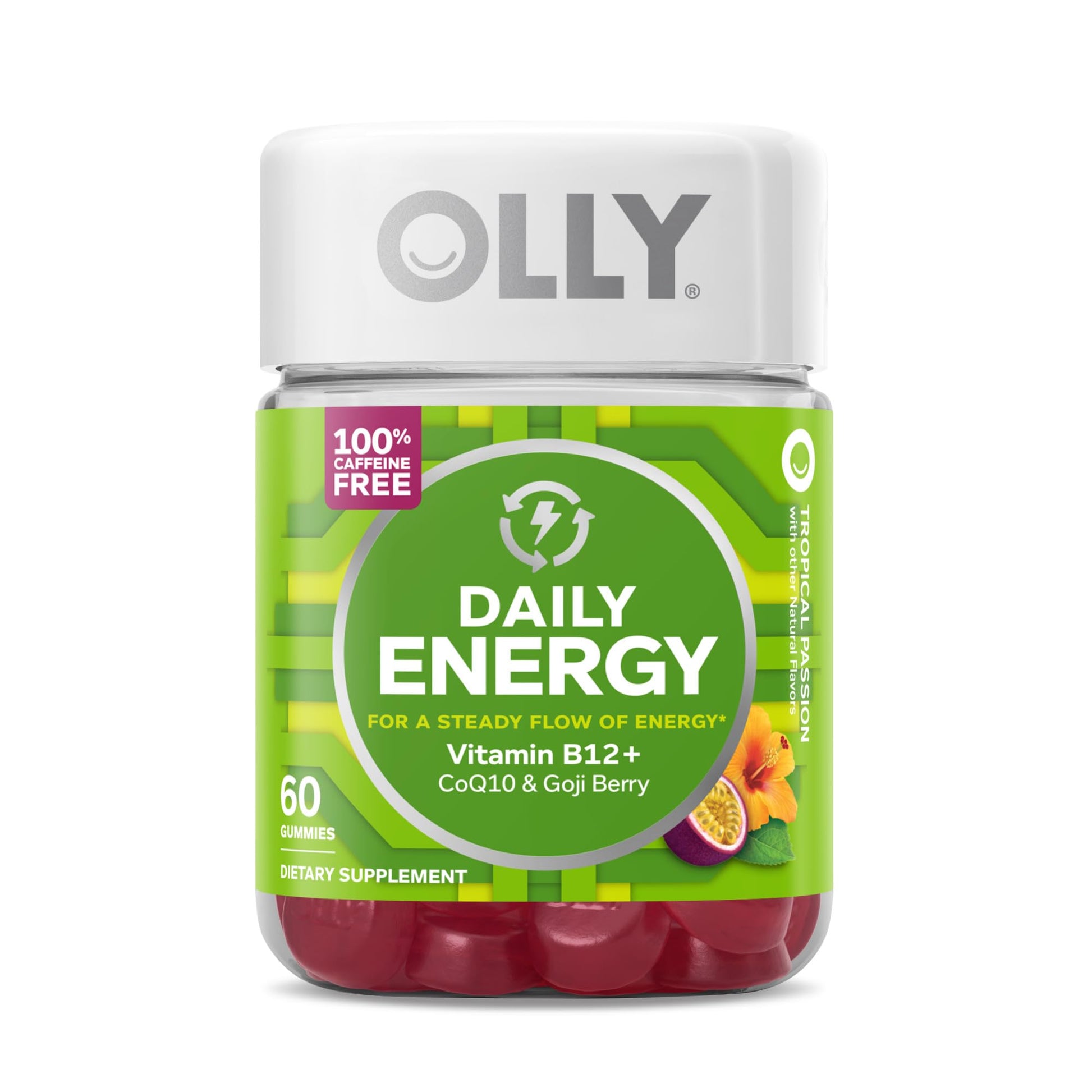 OLLY Daily Energy Gummy, Caffeine Free, Vitamin B12, CoQ10, Goji Berry, Adult Chewable Supplement & Hello Happy Gummy Worms, Mood Balance Support, Vitamin D, Saffron, Adult Chewable Supplement OLLYAu supplements
