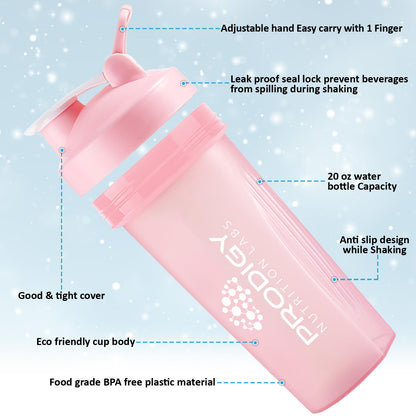 Protein Shaker 20oz Large Shaker Bottle Perfect for Workout Supplements, Protein powder Prodigy Nutrition LabsUS supplements