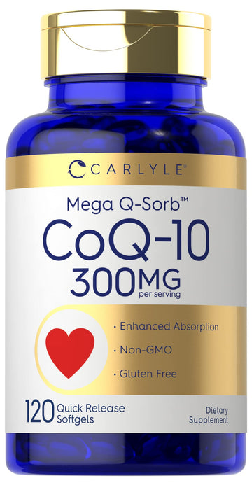 Carlyle CoQ10 300mg | 120 Softgels | Mega Q-Sorb Coenzyme Q-10 | with Black Pepper CarlyleUS supplements