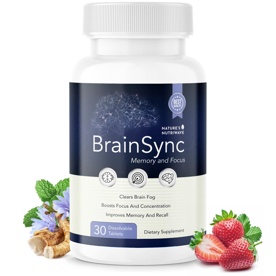 Nature’s NutriWave BrainSync Probiotic Supplement – Supports Daily Wellness & Gut-Brain Balance – 3.6 Billion CFU – 30 Dissolvable Tablets, 1 Month Supply Nature’s NutriWaveAu supplements