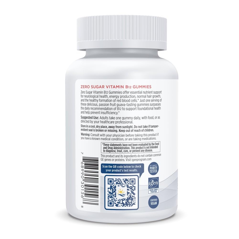 Nordic Naturals Zero Sugar Vitamin B12 Gummies - 2000 mcg Vitamin B12 per Gummy, Passion Fruit Guava Flavor - 30 Gummies, Essential Nutrient Support for Energy Production and Brain Health, 30 Servings Nordic NaturalsAu supplements