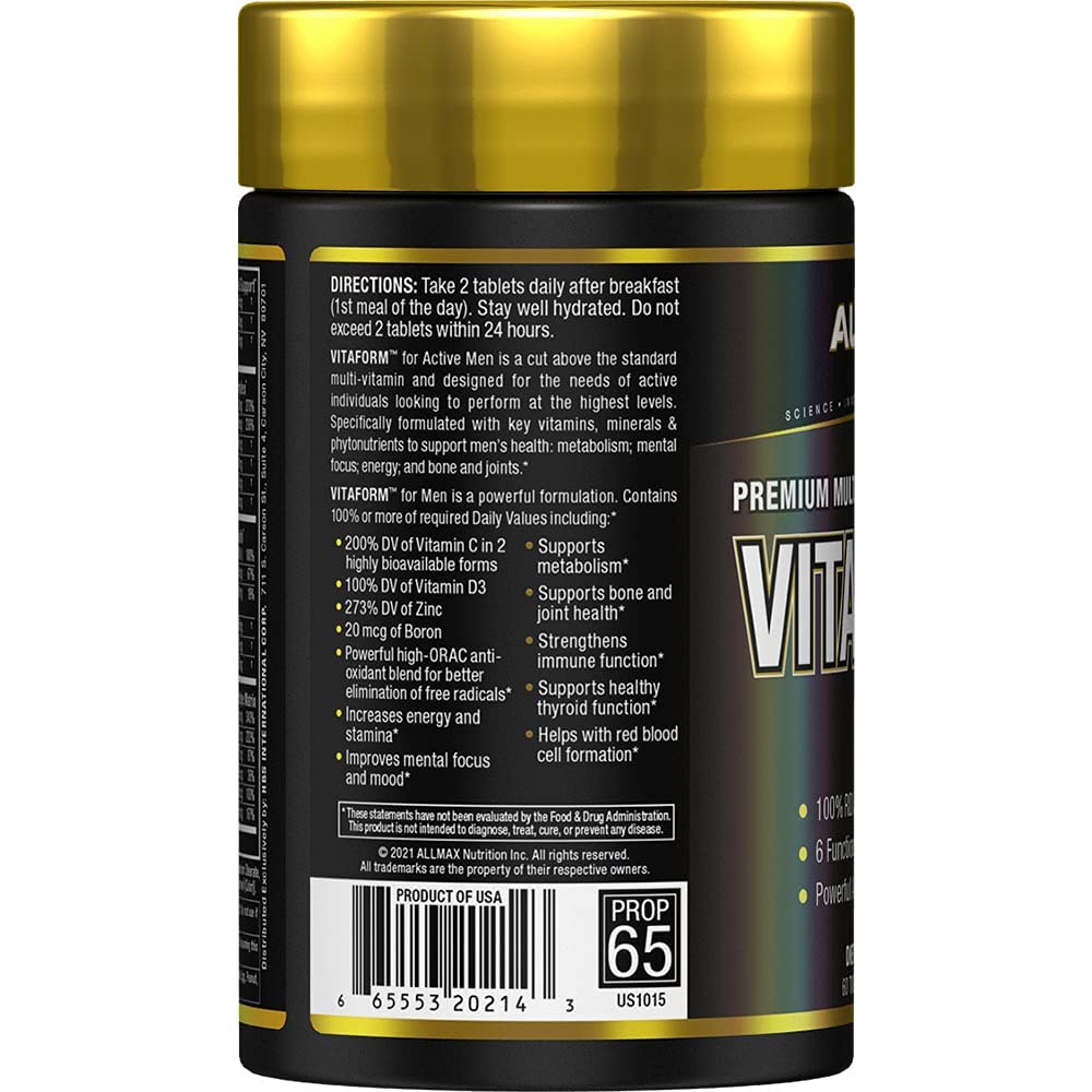 ALLMAX Nutrition Premium Vitaform, Performance Vitamin for Men, 60 Tablets ALLMAXAu supplements