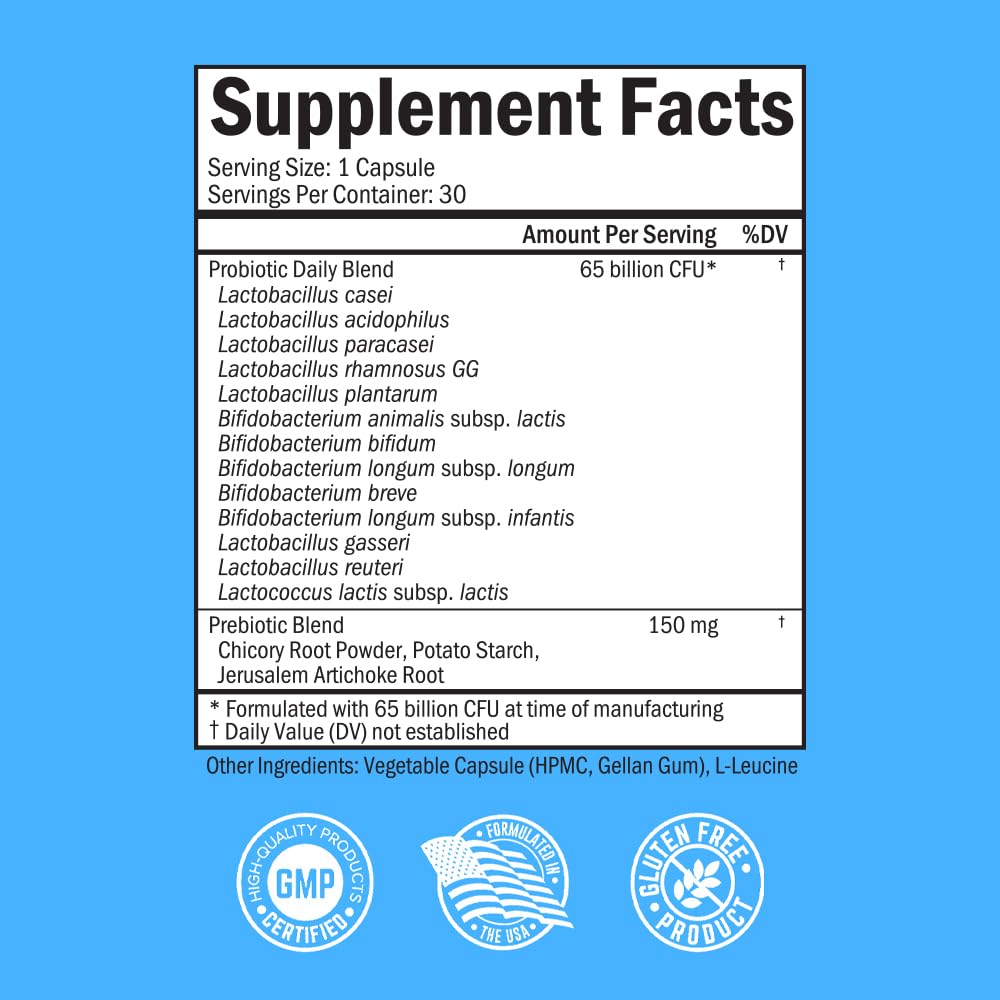 Probiotic 65 Billion - Probiotics with Prebiotic for Women & Men - Lactobacillus BioSchwartzAu supplements