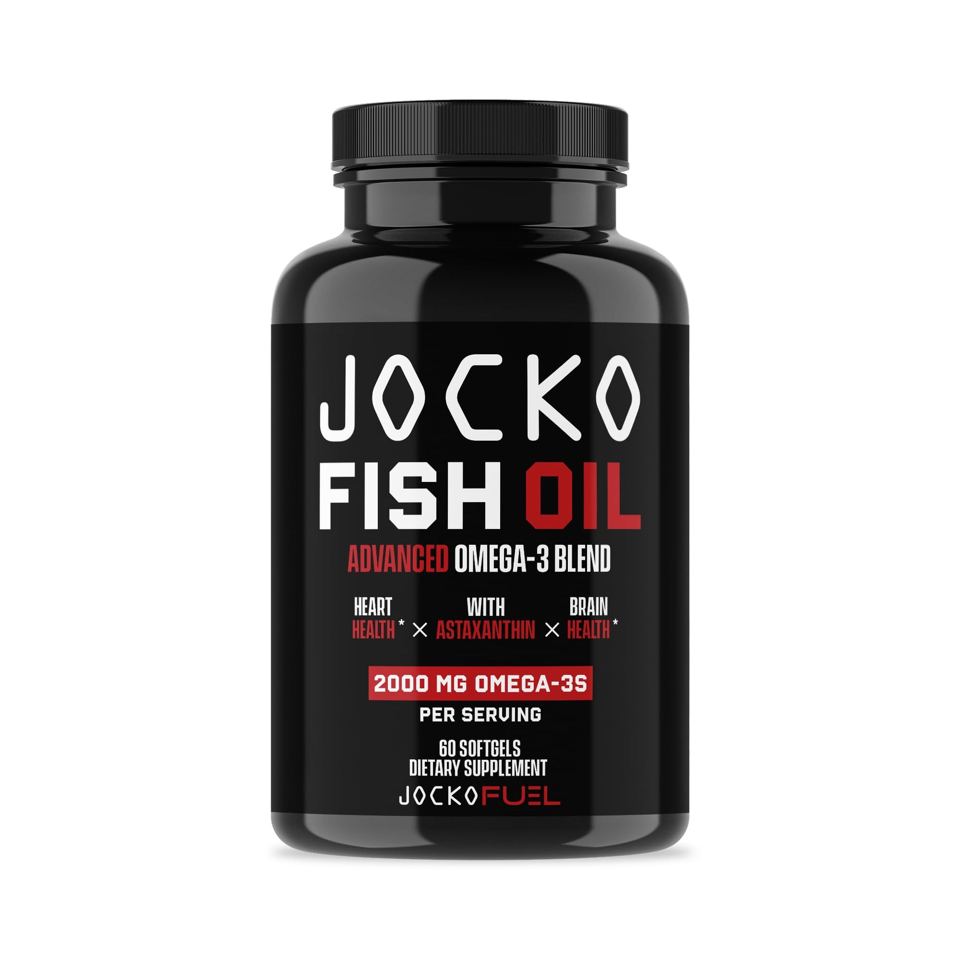 Jocko Fuel Omega 3 Fish Oil Supplement 2000mg - Burpless Fatty Acid Supplement, Wild Caught, Powerful Antioxidant with Astaxanthin (60 Capsules) Jocko FuelAu supplements