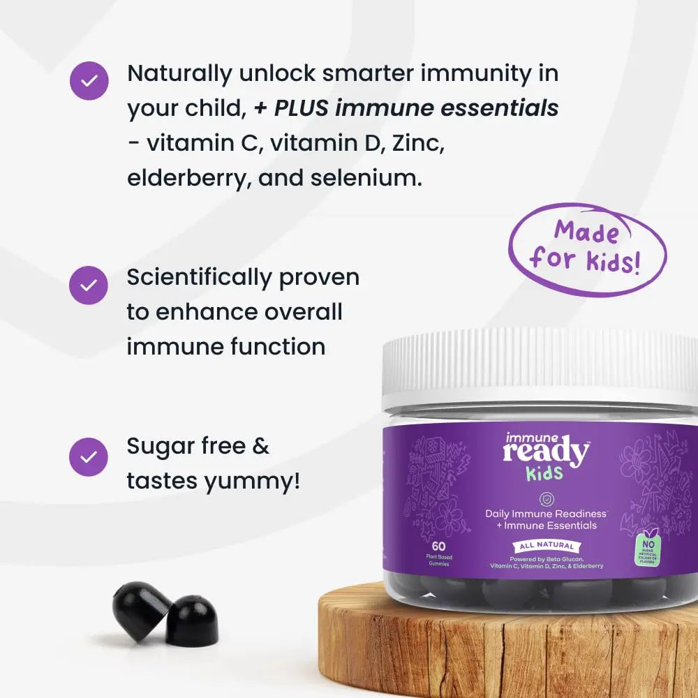 Immune Ready™ Kids Multivitamin Gummies – Mixed Berry Flavor – Sugar-Free Daily Kids Immune Support with Beta Glucan, Elderberry Immune ReadyAu supplements