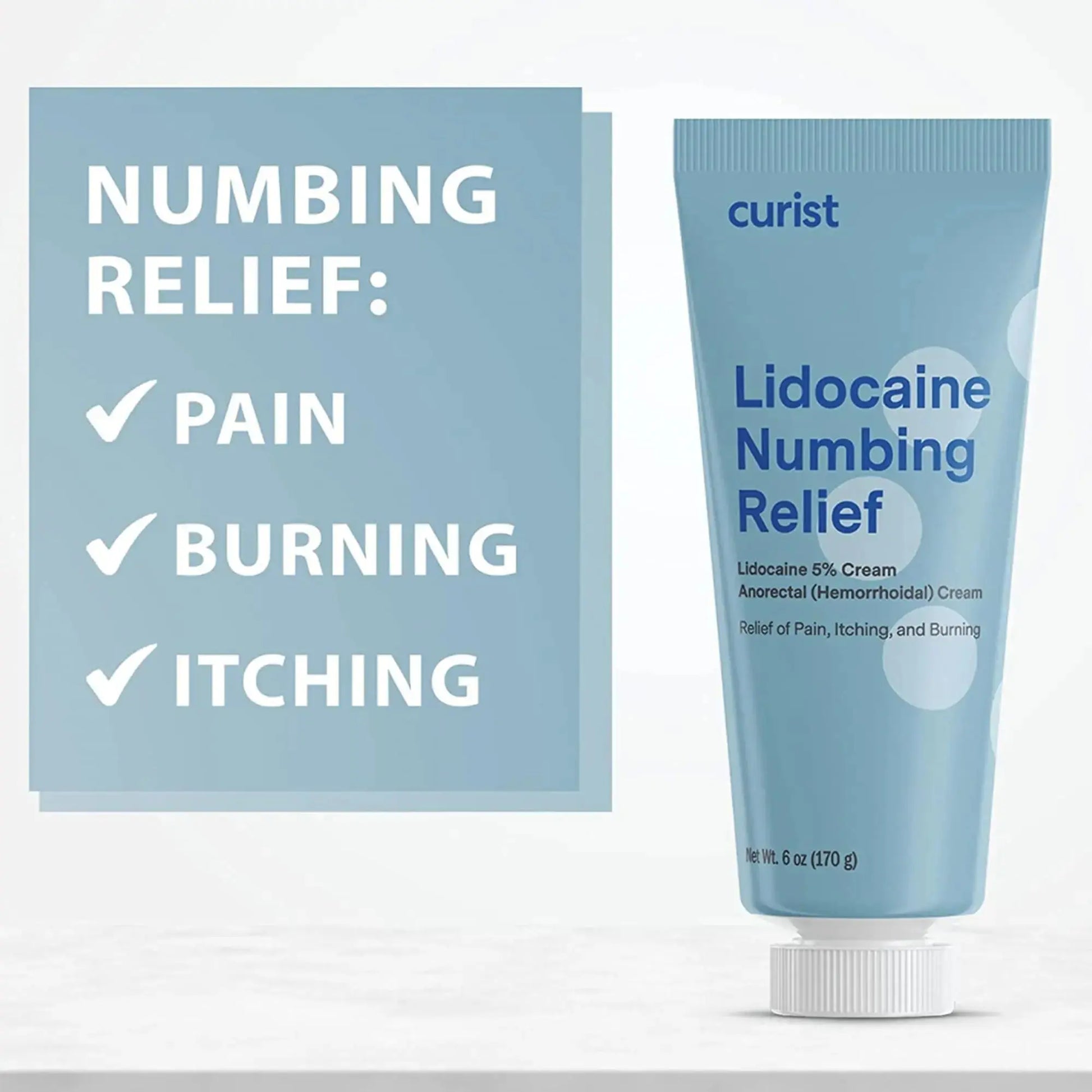 Curist 5% Lidocaine Cream Maximum OTC Strength Topical Pain Relief OTC - 12 oz (Pack of 2) XL Tube 5 Percent Lidocaine Numbing Cream to Numb Effectively (2 Pack - 6 oz Tube) CuristAu supplements