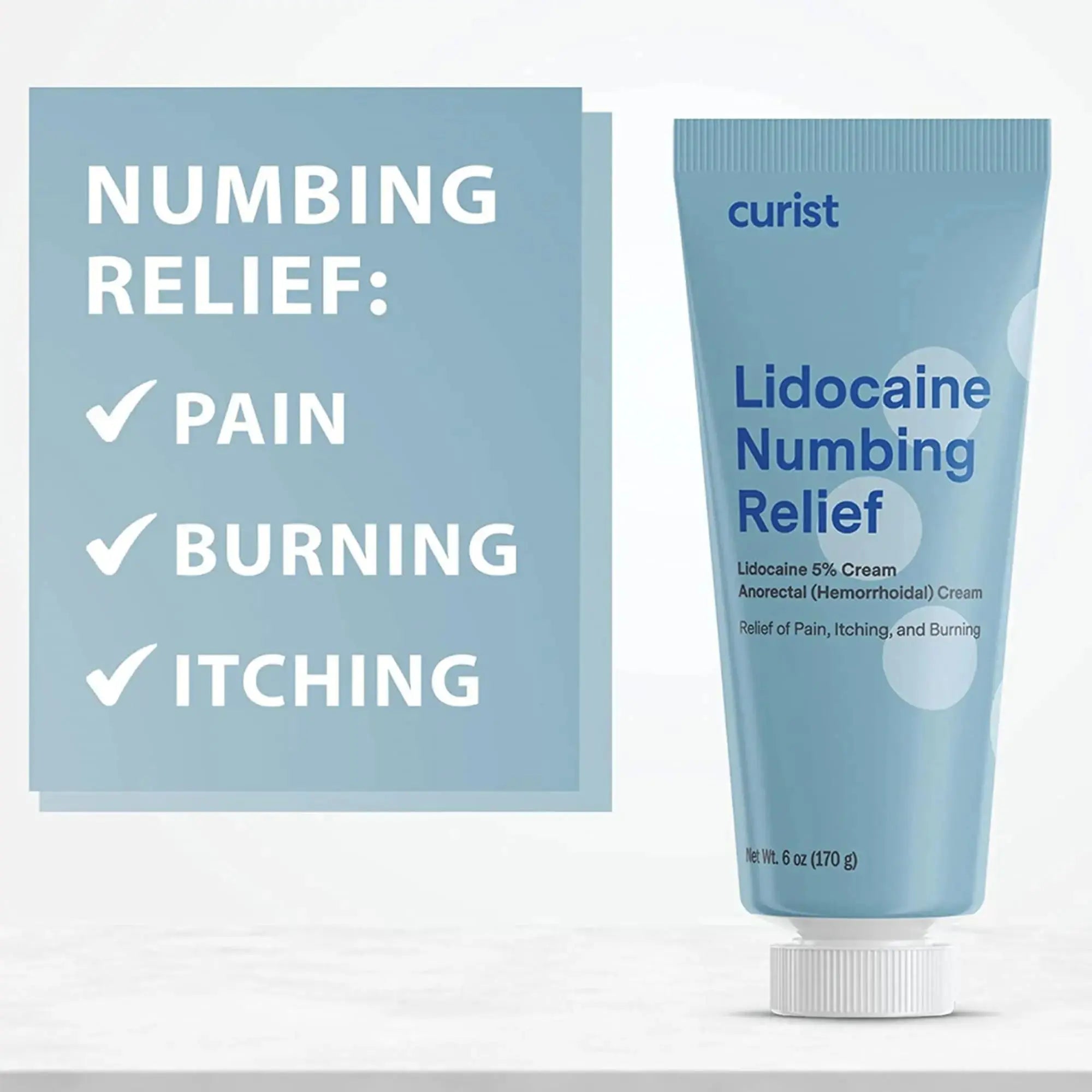 Curist 5% Lidocaine Cream Maximum OTC Strength Topical Pain Relief OTC - 12 oz (Pack of 2) XL Tube 5 Percent Lidocaine Numbing Cream to Numb Effectively (2 Pack - 6 oz Tube) CuristAu supplements