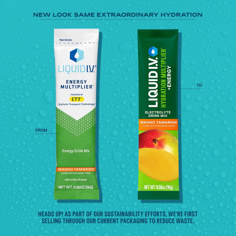 Liquid I.V.® Hydration Multiplier +Energy - Mango Tamarind | Electrolyte Powder Drink Mix | 1 Pack (14 Servings) Liquid I.V.US supplements