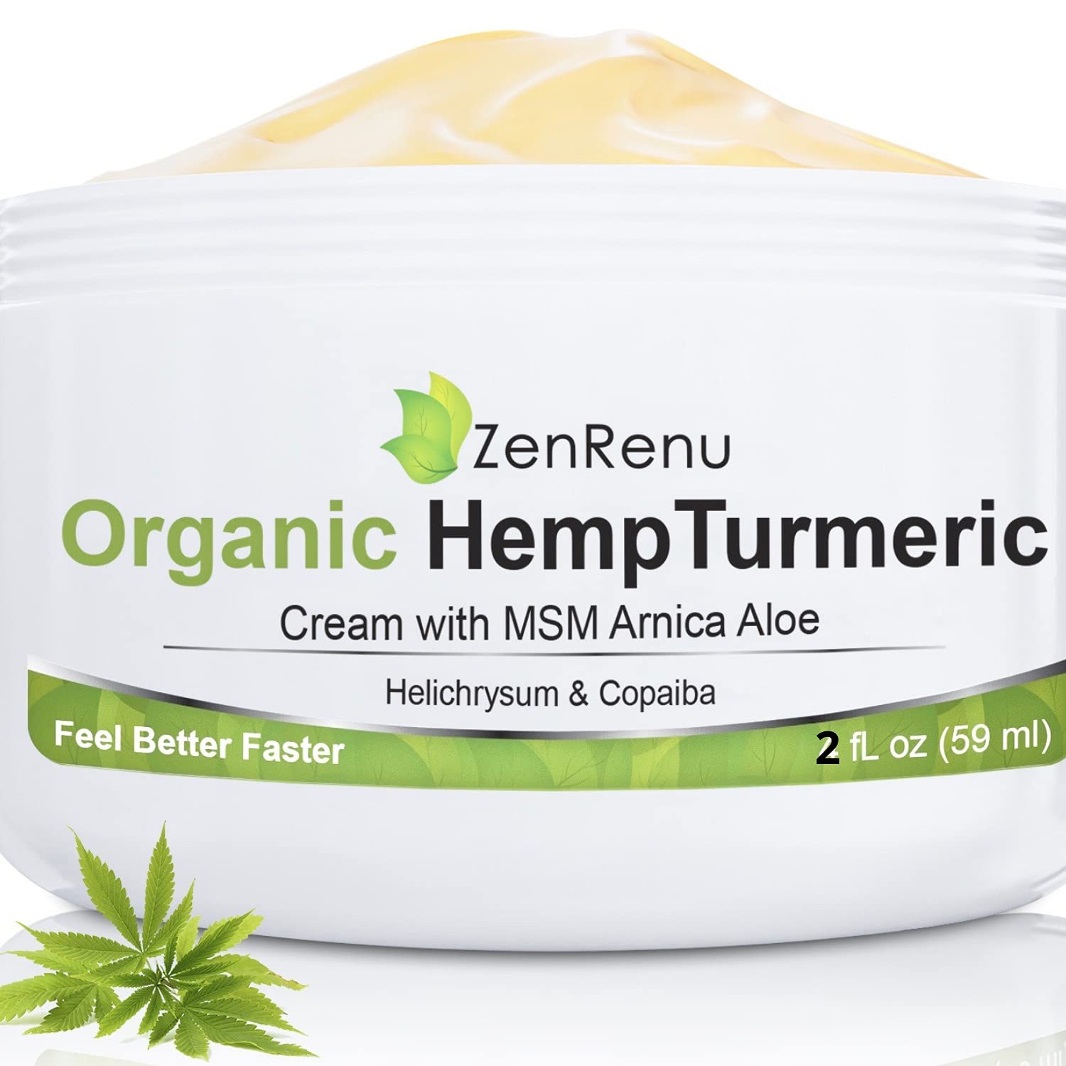 Zenrenu Hemp Joint & Muscle Relief Cream with Turmeric, Arnica, MSM, Hemp Oil & 7 Essential Oils - Non-Greasy & Soothing Formula for Back, Neck, Elbows, Knees, & Hip - ZenRenu, 2 oz ZenrenuAu supplements