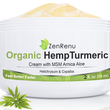 Zenrenu Hemp Joint & Muscle Relief Cream with Turmeric, Arnica, MSM, Hemp Oil & 7 Essential Oils - Non-Greasy & Soothing Formula for Back, Neck, Elbows, Knees, & Hip - ZenRenu, 2 oz ZenrenuAu supplements