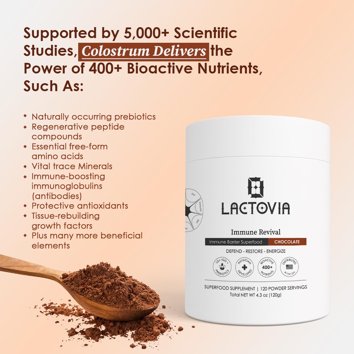 LACTOVIA Bovine Colostrum Powder – Chocolate Flavor | Grass-Fed Colostrum Supplement | Gut & Immune Health Support | Keto, Gluten & Fat-Free | for Women & Men LACTOVIAAu supplements