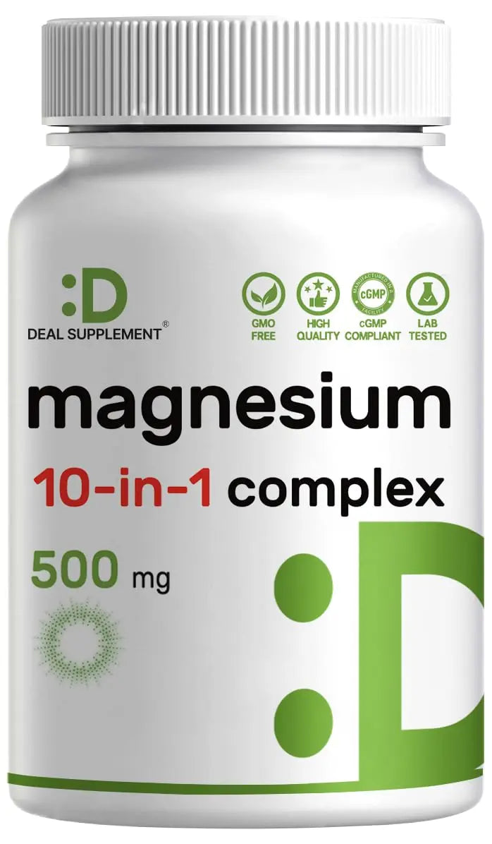 Magnesium Complex 500mg, 240 Veggie Capsules – 10-in-1 Glycinate, Citrate, Malate, Oxide, & More – 100% Chelated for Easy Absorption – Essential Mineral Supplement – Non-GMO DEAL SUPPLEMENTAu supplements