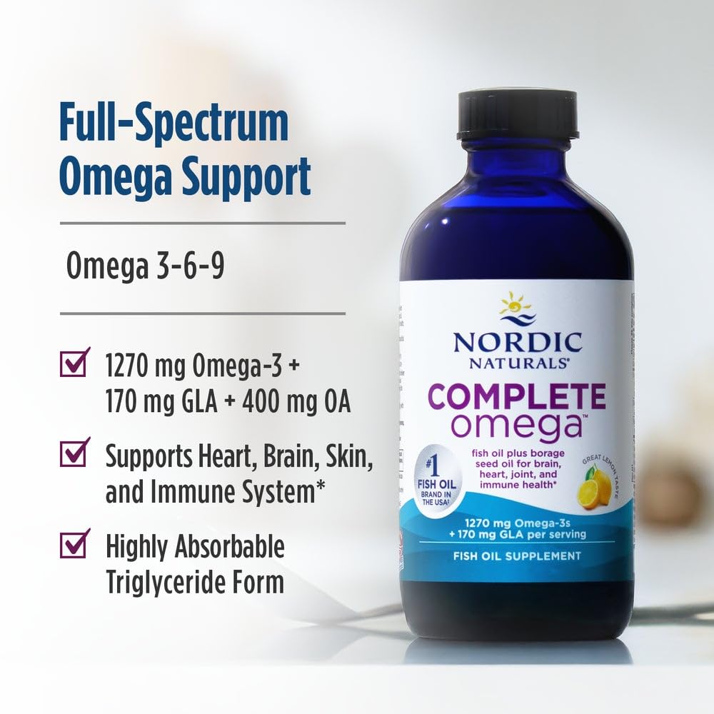 Nordic Naturals Complete Omega, Lemon Flavor - 8 oz - 1270 mg Omega-3 - EPA & DHA with Added GLA - Healthy Skin, Cognition, Positive Mood - Non-GMO - 48 Servings Nordic NaturalsAu supplements