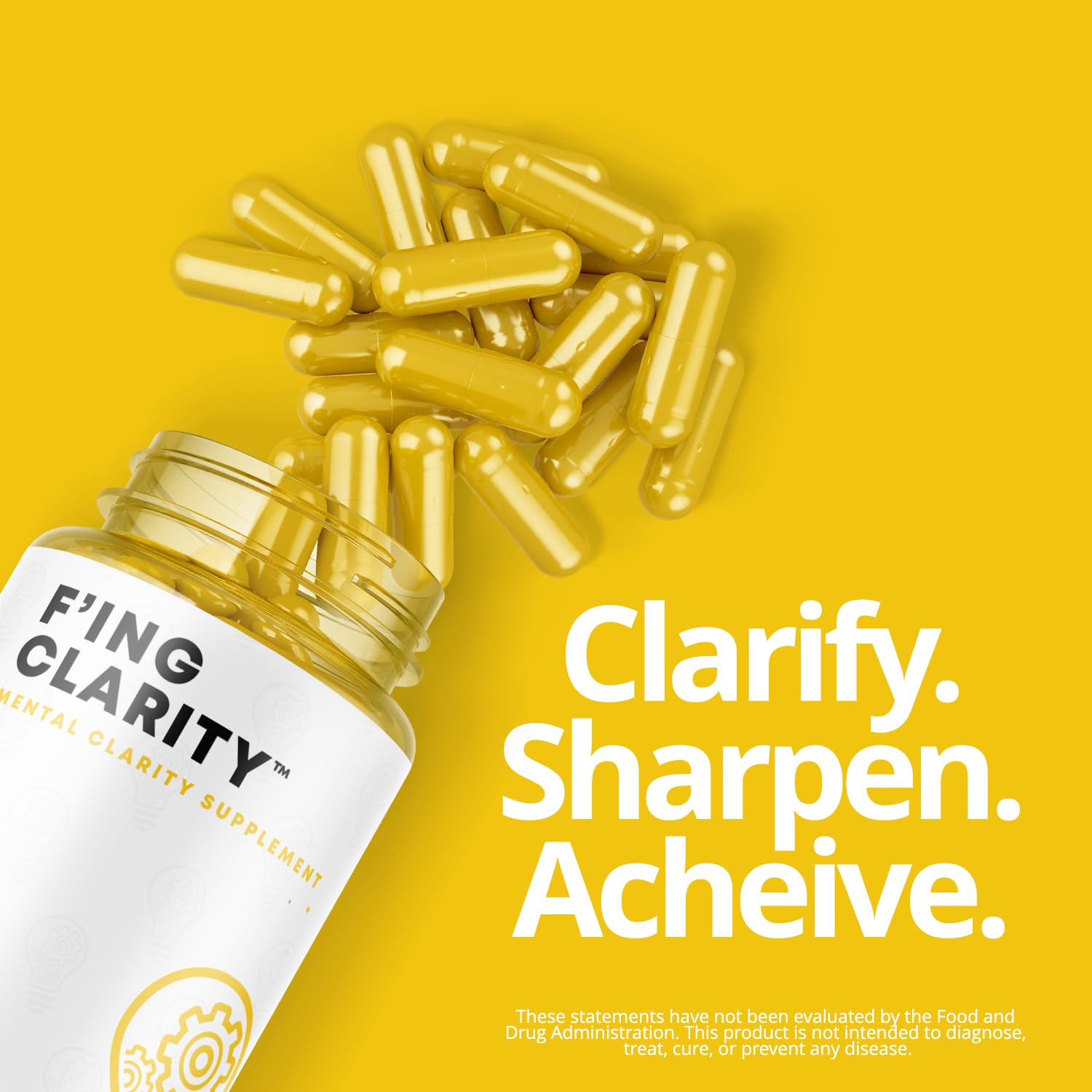F'ing Clarity - Clarity, Memory + Brain Boosting Nootropic Supplement | Bacopa Extract, Phosphatidylserine 20%, Gingko Biloba Extract, Rhodiola Rosea Extract, DMAE Bitrartrate, B-12, Huperzine A F'ingAu supplements