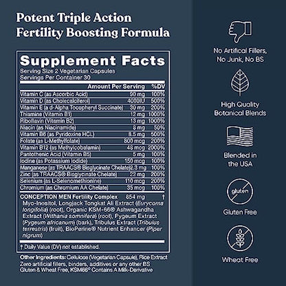 Conception For Him – Fertility Supplements for Men, Male Fertility Booster & Prenatal Eu NaturalUS supplements