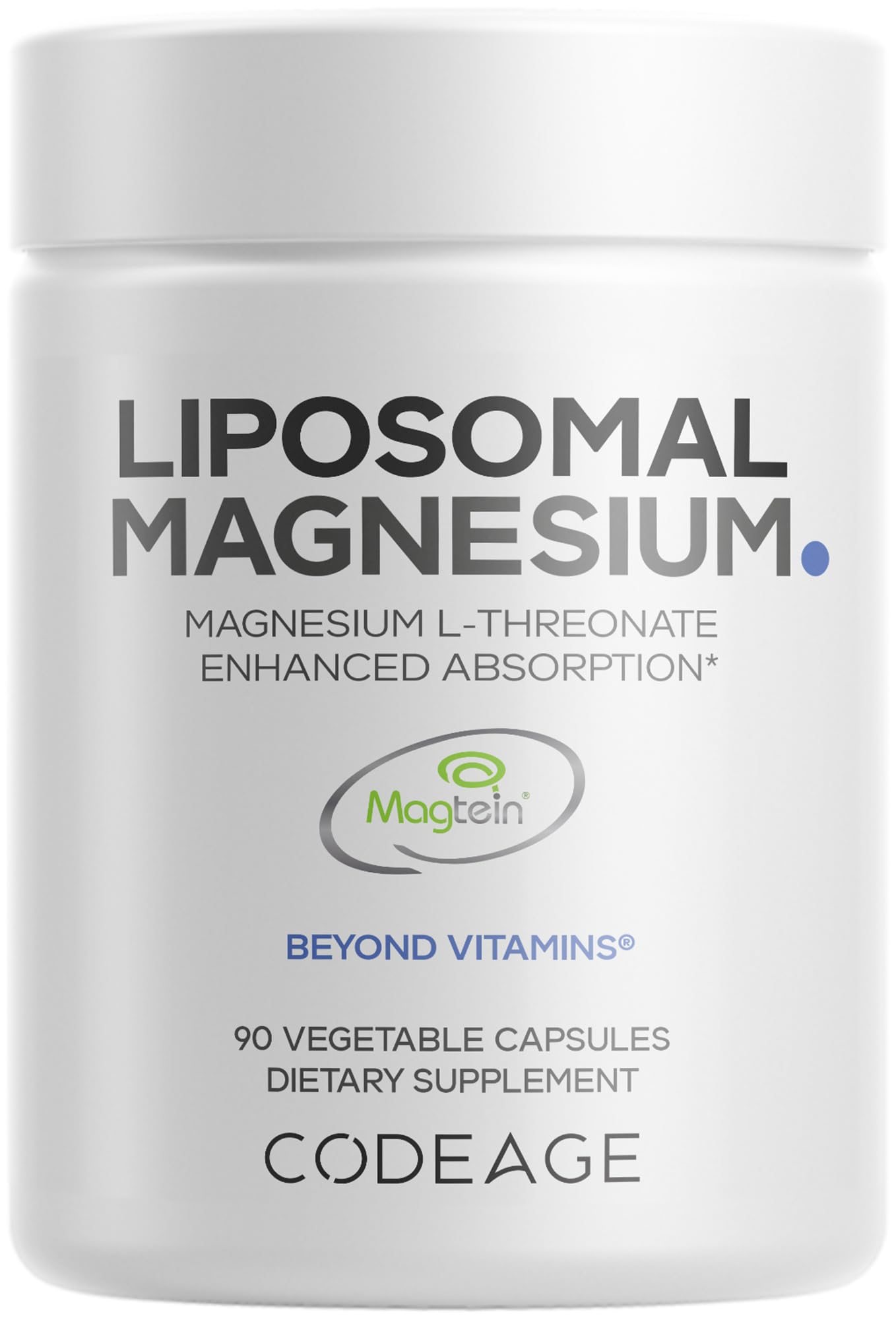 Codeage Liposomal Magnesium L-Threonate Supplement, Patented Magtein Magnesium Threonate for Brain Health, Memory and Cognitive Function Support, Bioavailable, Non-GMO - 90 Capsules CodeageAu supplements