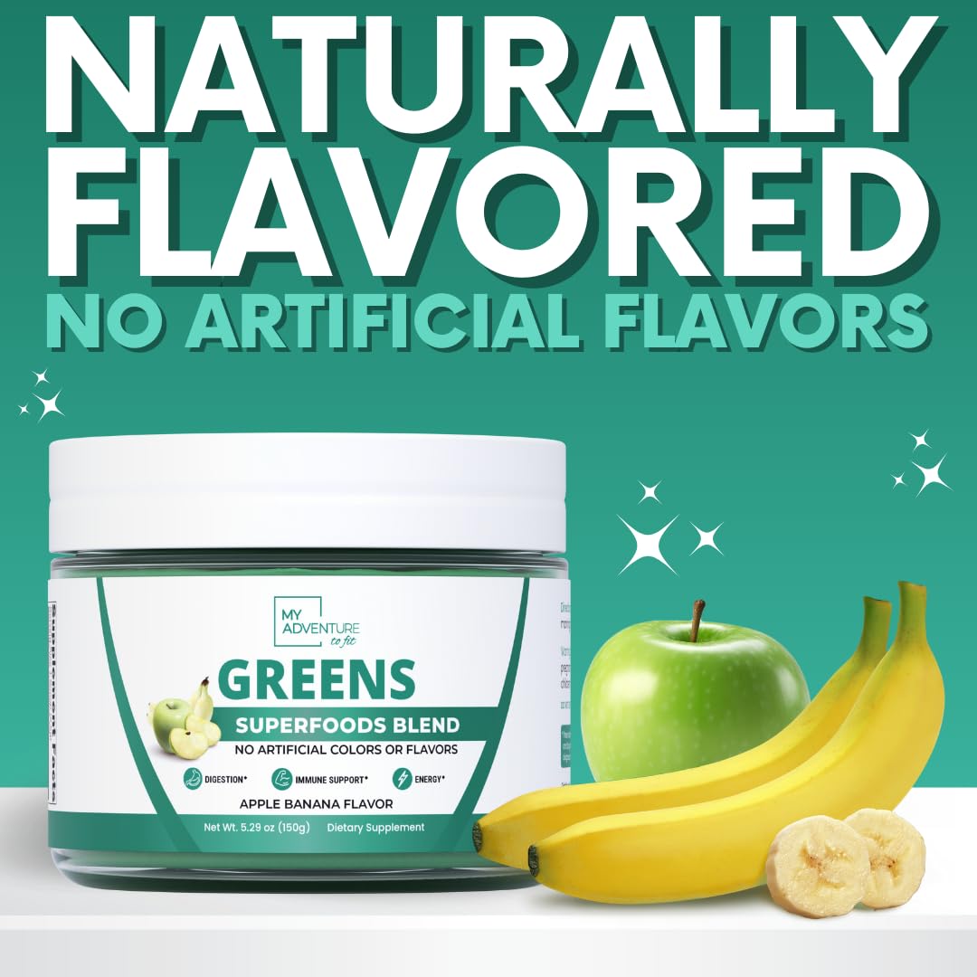 Green Superfood Powder for Digestion & Gut Health - Keto Friendly Superfood Greens Blend Powder for Immune Support - Powdered Greens Supplement for Immune Boost - Apple Banana Flavor My Adventure to FitAu supplements
