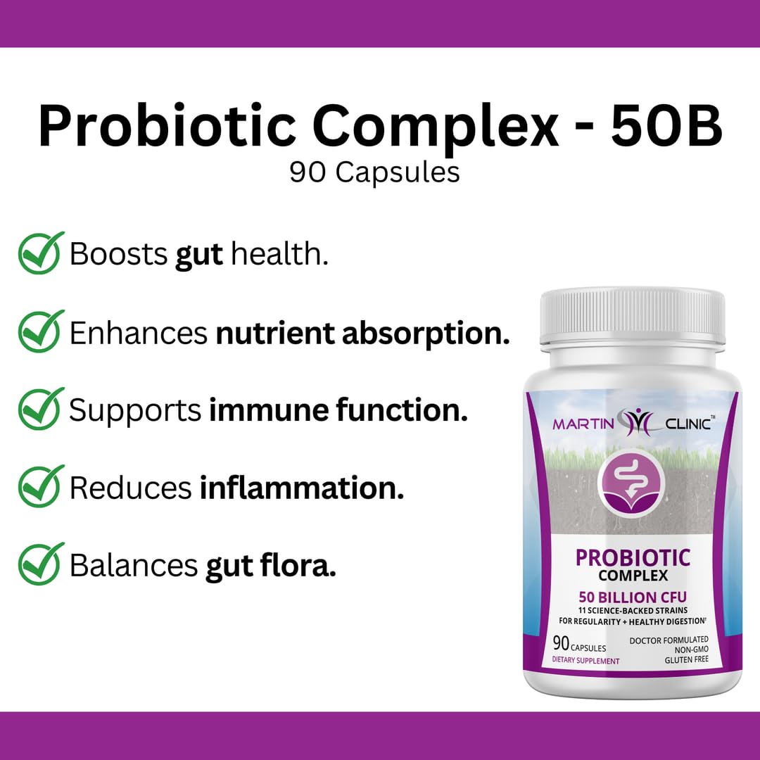 martin clinic Probiotic for Gut Health & Immune Support — Daily Digestive Balance, Bloating Relief & Better Nutrient Absorption — 60 Capsules martin clinicAu supplements