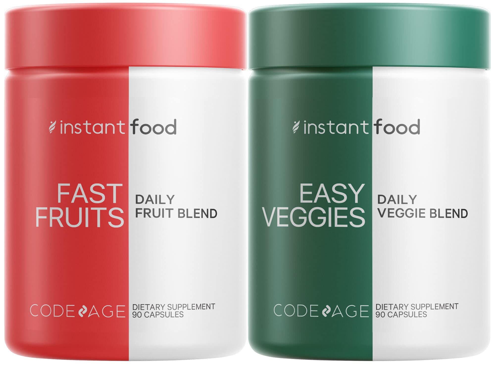 Codeage InstantFood Easy Veggies + Fast Fruits Bundle – Vegetable & Fruit Blend Capsule Supplement – Plant-Based Phytonutrient Formula – Vegan, Non-GMO – 180 Capsules CodeageAu supplements