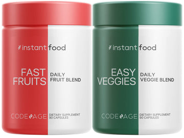 Codeage InstantFood Easy Veggies + Fast Fruits Bundle – Vegetable & Fruit Blend Capsule Supplement – Plant-Based Phytonutrient Formula – Vegan, Non-GMO – 180 Capsules CodeageAu supplements