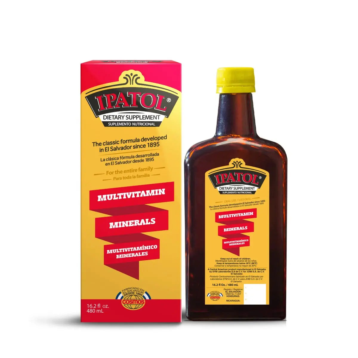 Ipatol, Multivitamin Supplement, Since 1895. Vitamin A, D, Calcium, Iron, Manganese, Sodium, Potassium. Suplemento multivitaminico, Desde 1895 IpatolAu supplements