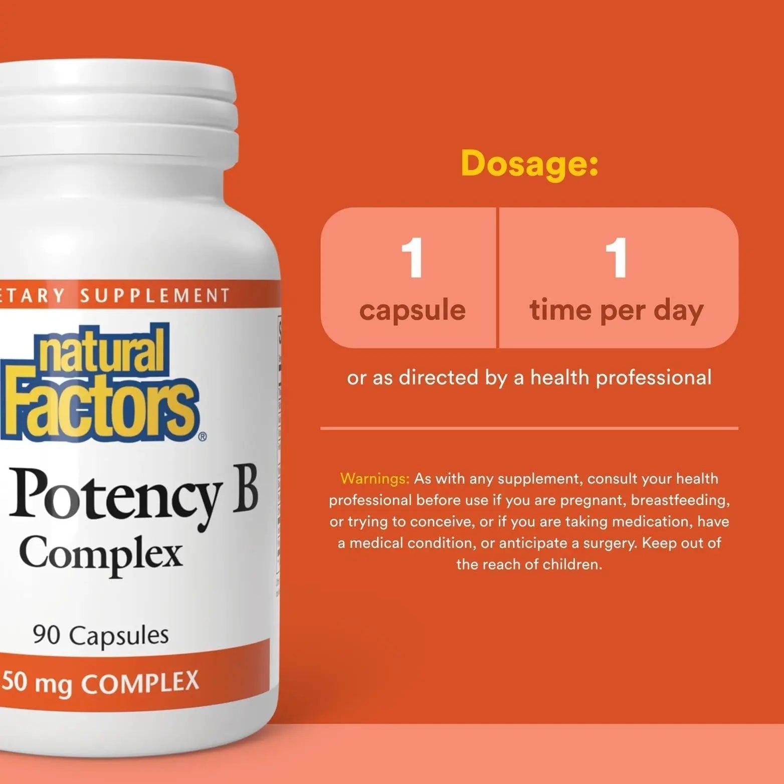 Natural Factors Hi Potency B Complex, 50 mg, 90 Capsules Natural FactorsAu supplements
