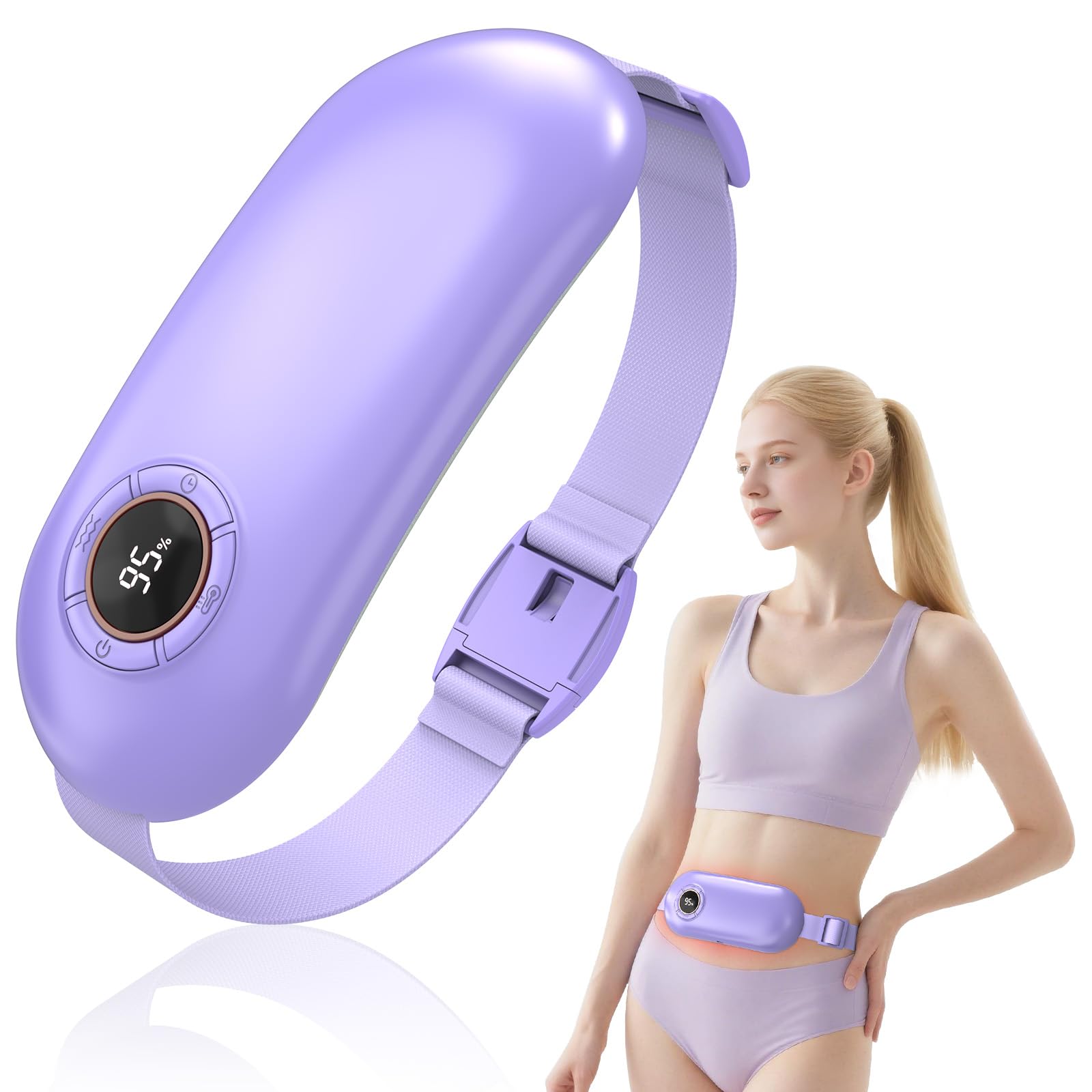 Heating Pad for Period Cramps, 3 Heat Levels and 3 Massage Modes, Portable Heating Pad for Menstrual Cramps Relief, Electric Heat Belt, Christmas Gifts for Women and Girl Stocking Stuffers(Purple) SZOAu supplements