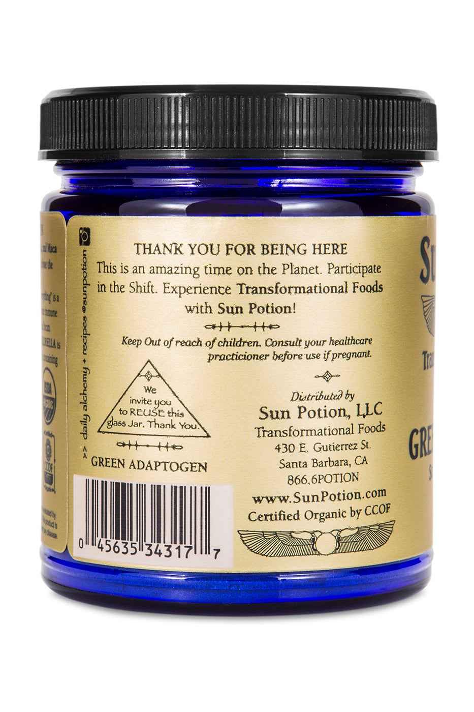 Green Adaptogen Superfood Powder | Organic Maca, Suma Root & Chlorella Blend | Plant Based Adaptogenic Herbal Supplement | Nutrient Rich Greens Powder for Smoothies & Daily Wellness | Non-GMO | 111g Sun PotionAu supplements